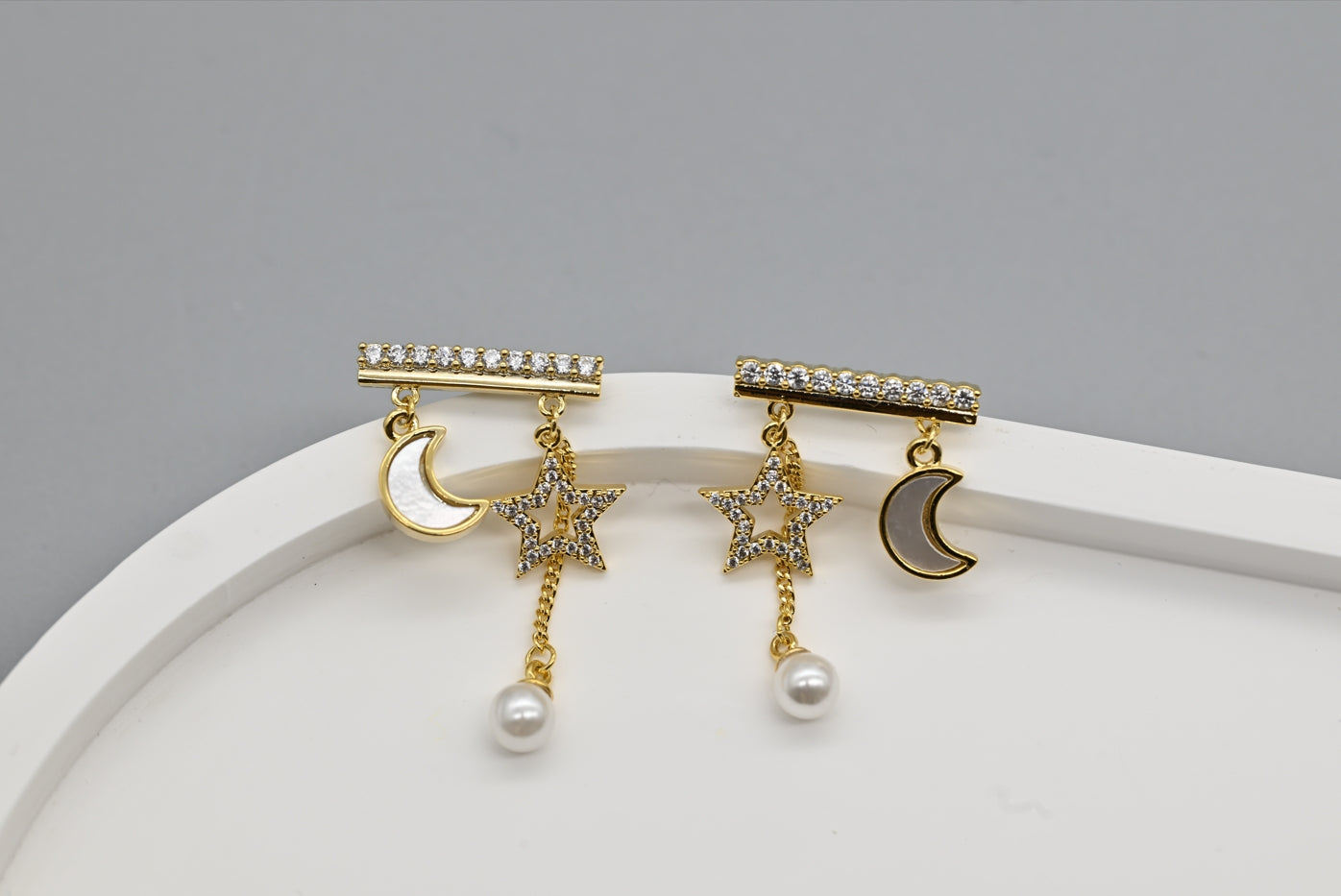 Charming Gold-Plated Celestial Drop Earrings