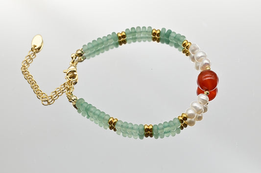 Multi-Gem Beaded Bracelet with Gold Accents