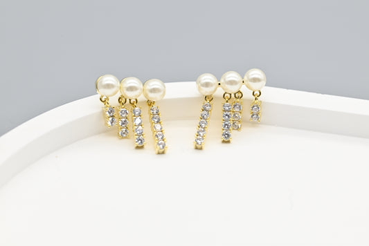 Elegant Gold-Plated Drop Earrings with Faux Pearls