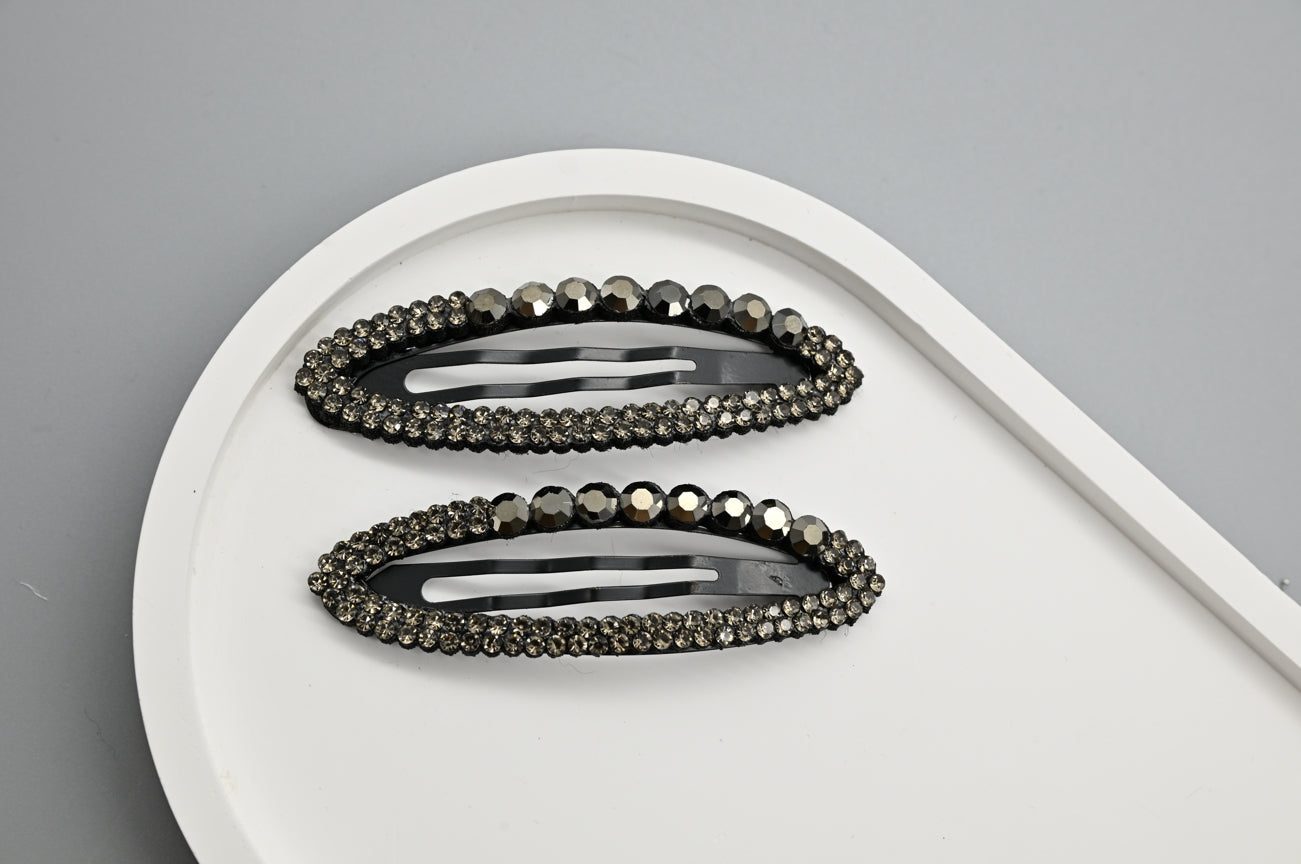 Black Rhinestone Hair Clips