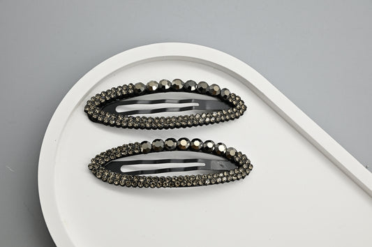 Black Rhinestone Hair Clips