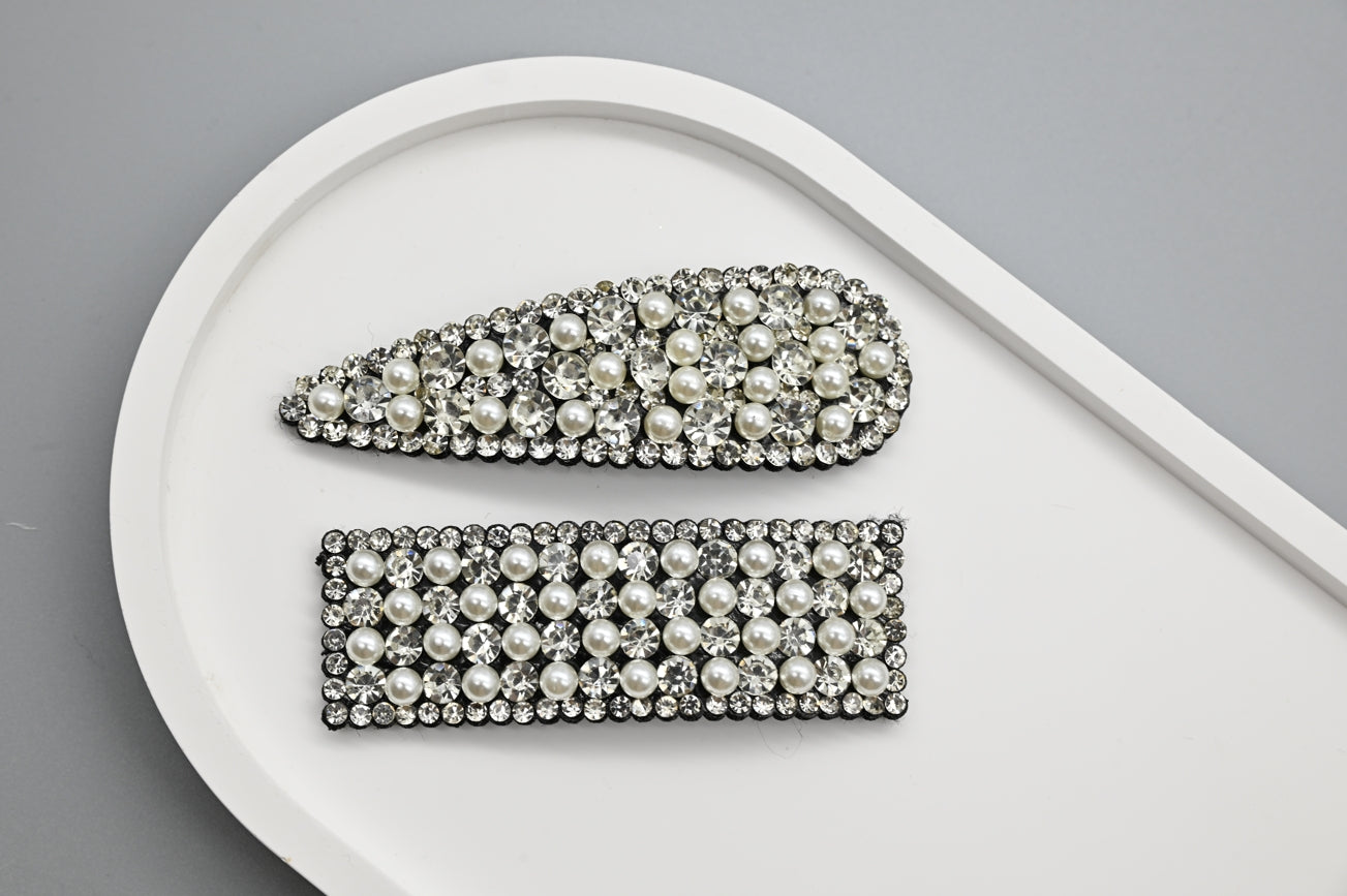 Pearl and Rhinestone Hair Clips