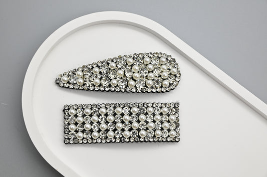 Pearl and Rhinestone Hair Clips