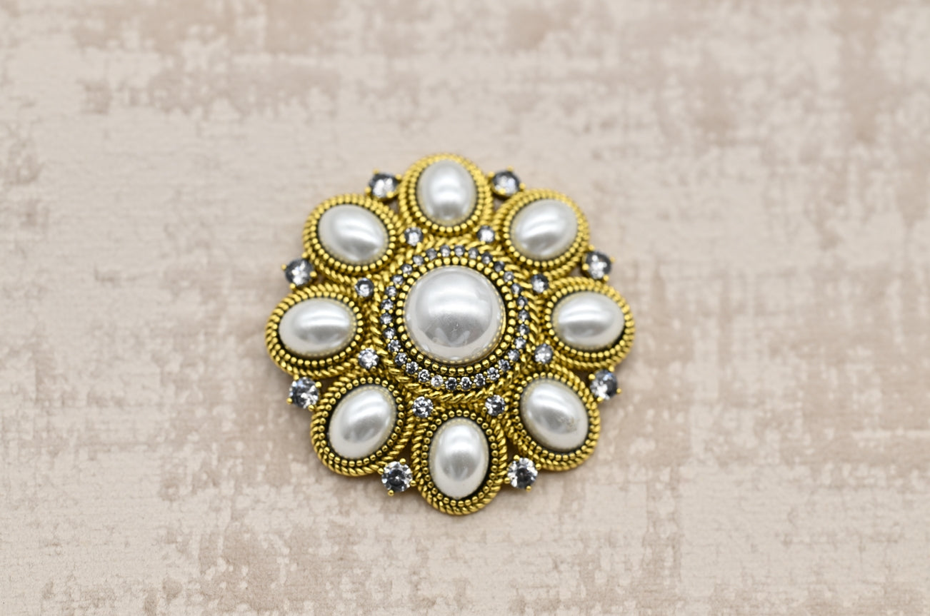 Vintage Pearl Medallion Brooch