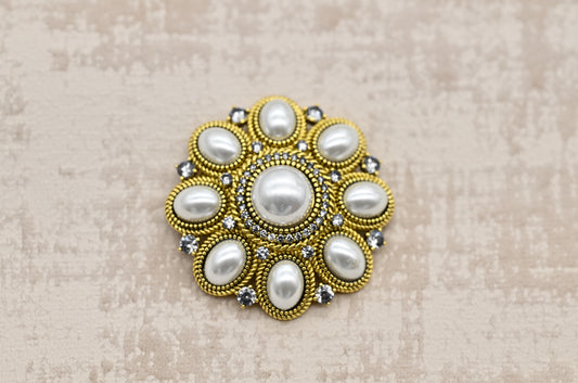 Vintage Pearl Medallion Brooch