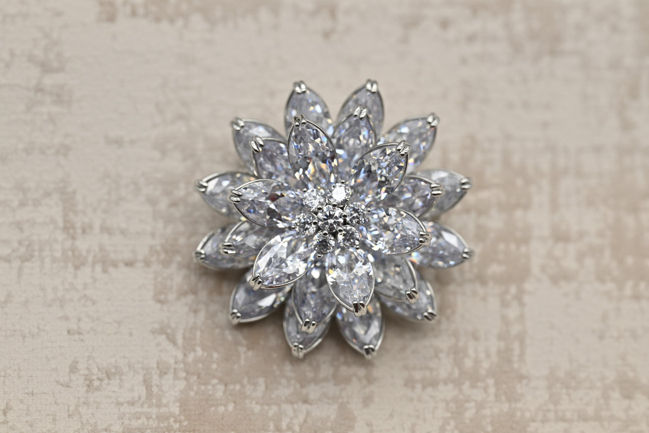 Radiant Bloom Crystal Brooch