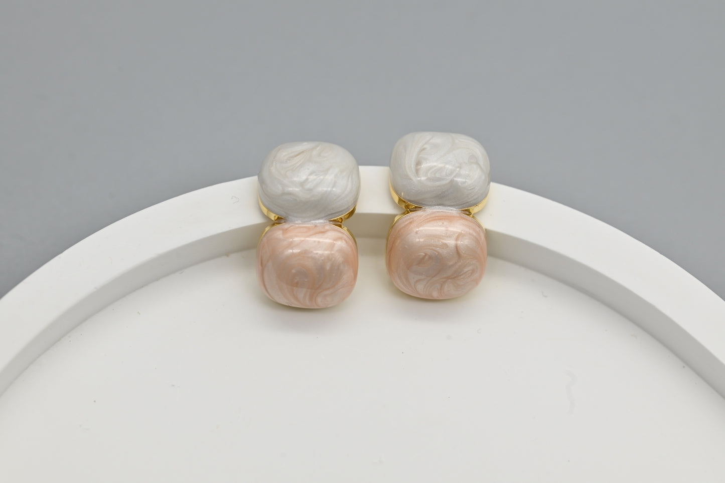 Dual-Tone Marbled Earrings