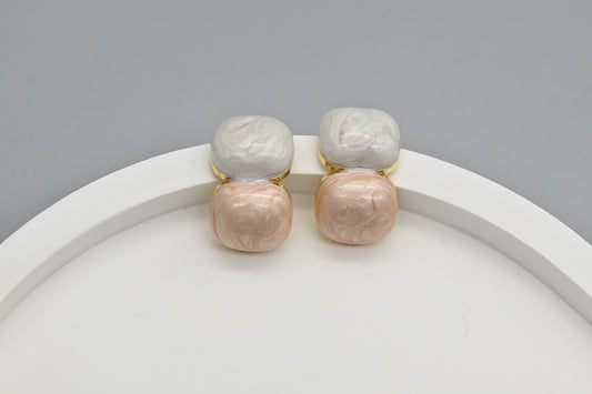 Dual-Tone Marbled Earrings