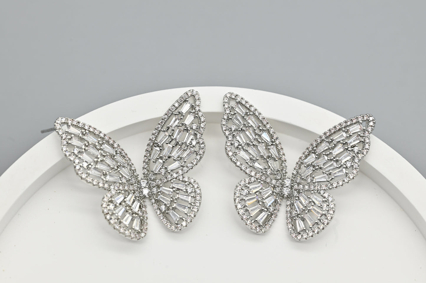 Silver Crystal Butterfly Earrings