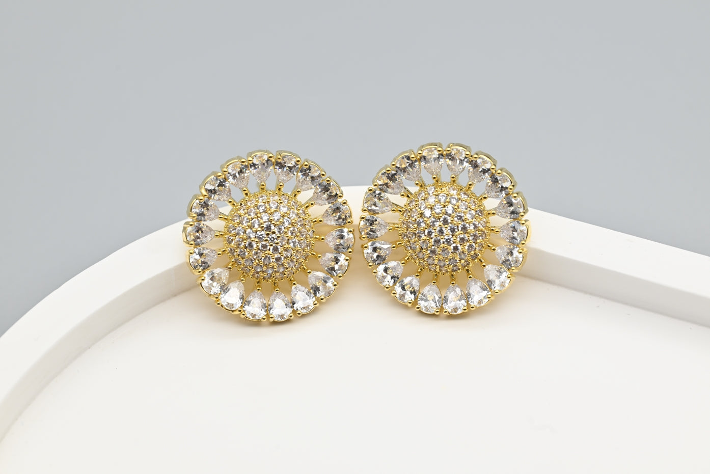 Stunning Gold-Plated Cubic Zirconia Stud Earrings