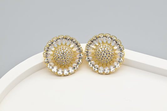 Stunning Gold-Plated Cubic Zirconia Stud Earrings