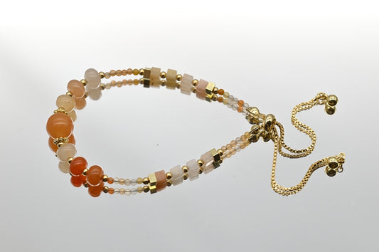 Orange and Gold Beaded Bracelet