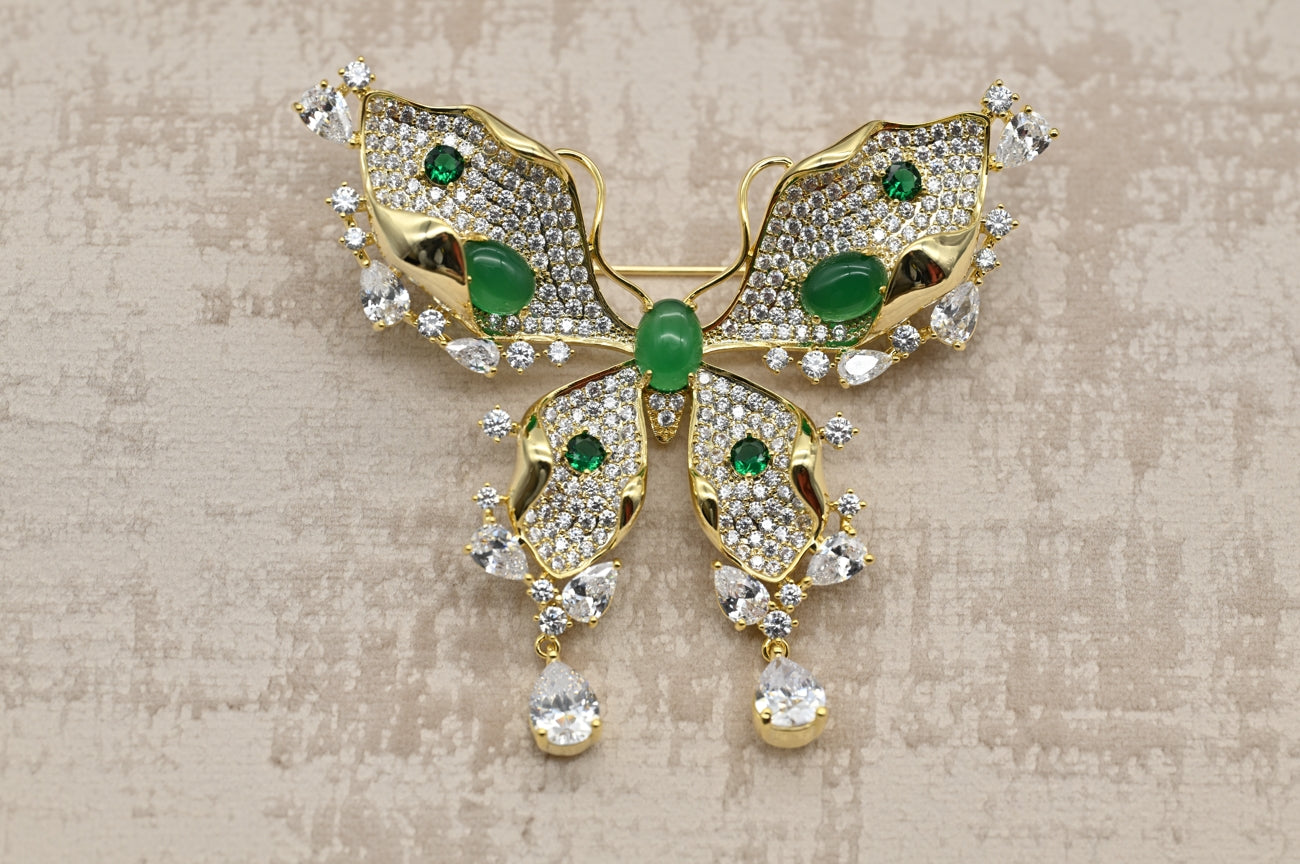 Majestic Emerald Butterfly Brooch