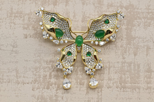 Majestic Emerald Butterfly Brooch