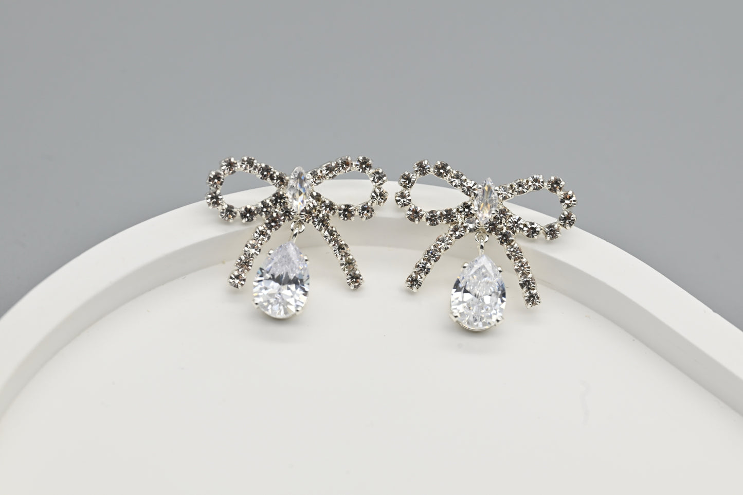 Bow and Teardrop Crystal Earrings