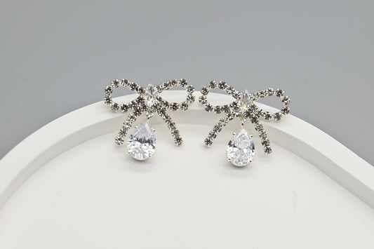 Bow and Teardrop Crystal Earrings