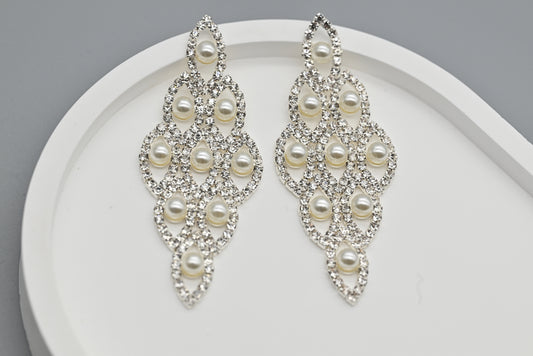 Pearl and Crystal Chandelier Earrings