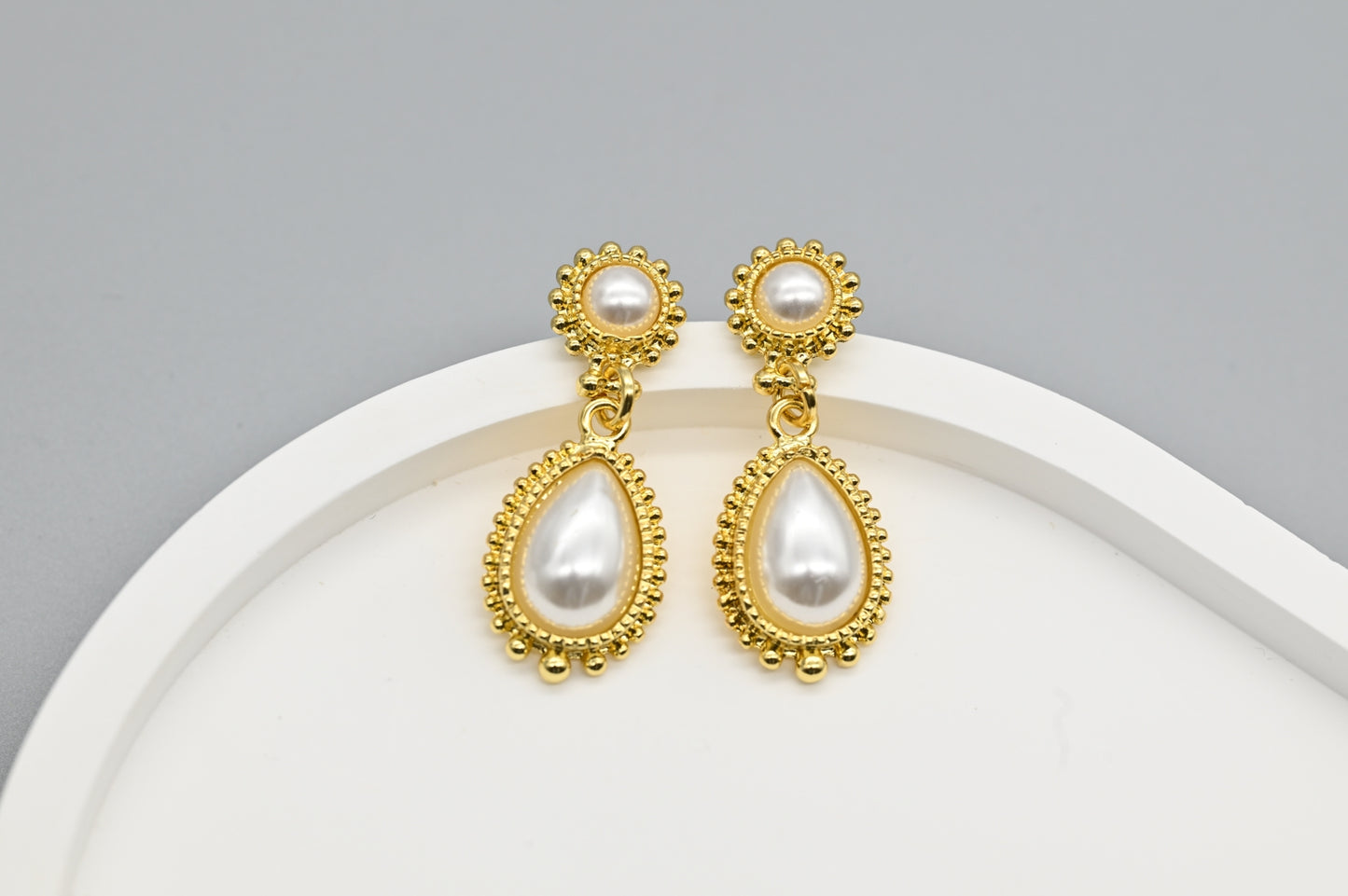 Gold and Pearl Teardrop Earrings