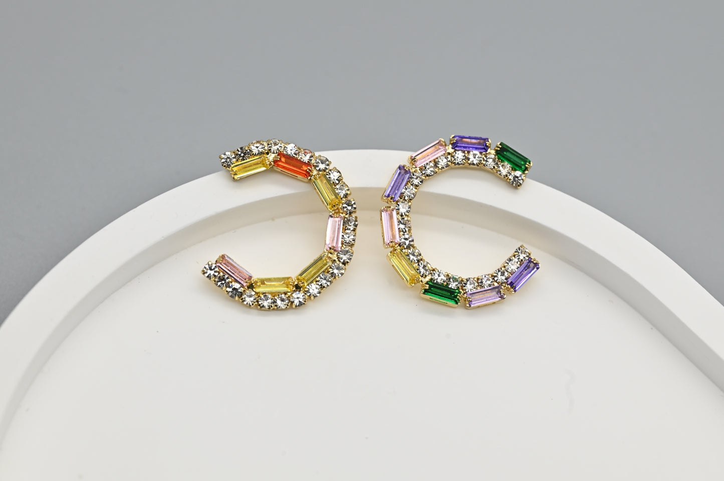 Multicolored Crystal Hoop Earrings