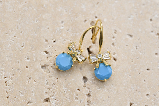 Turquoise Bow Drop Earrings