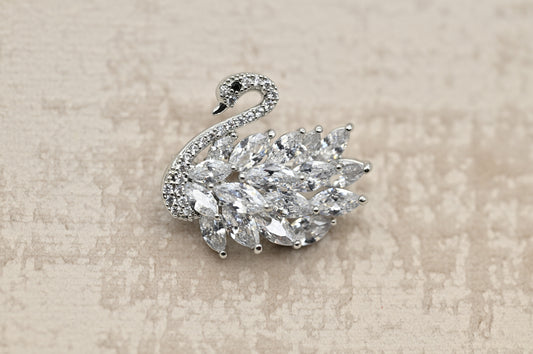 Elegant Crystal Swan Brooch