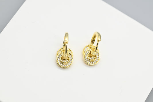 Gold Circular Drop Earrings