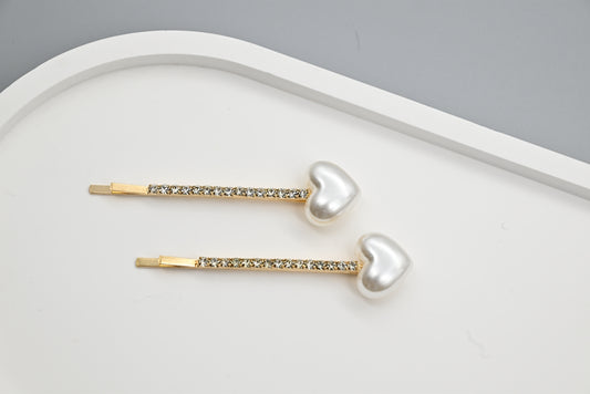 Heart Pearl Hair Pin Set