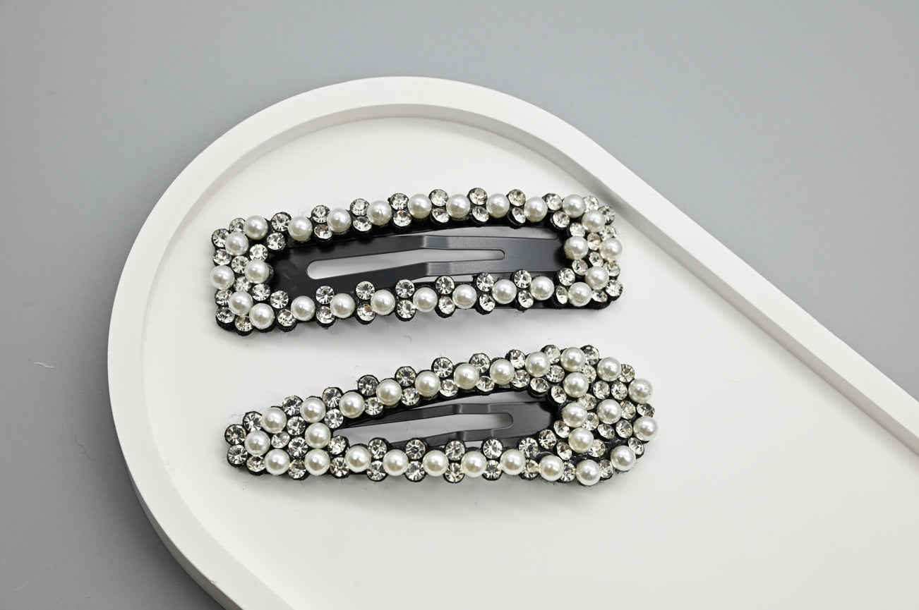 Pearl and Rhinestone Hair Clips