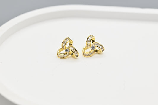 Elegant Gold-Plated Earrings with Sparkling Stones