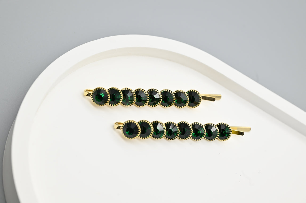 Emerald Elegance Hair Clips