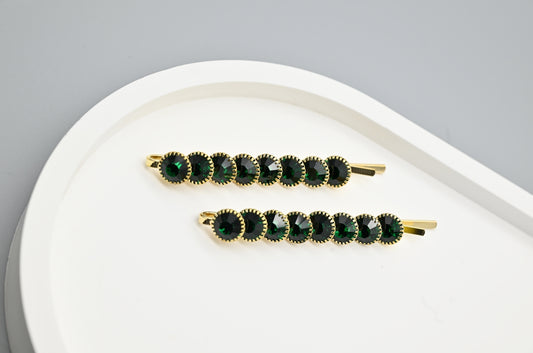 Emerald Elegance Hair Clips