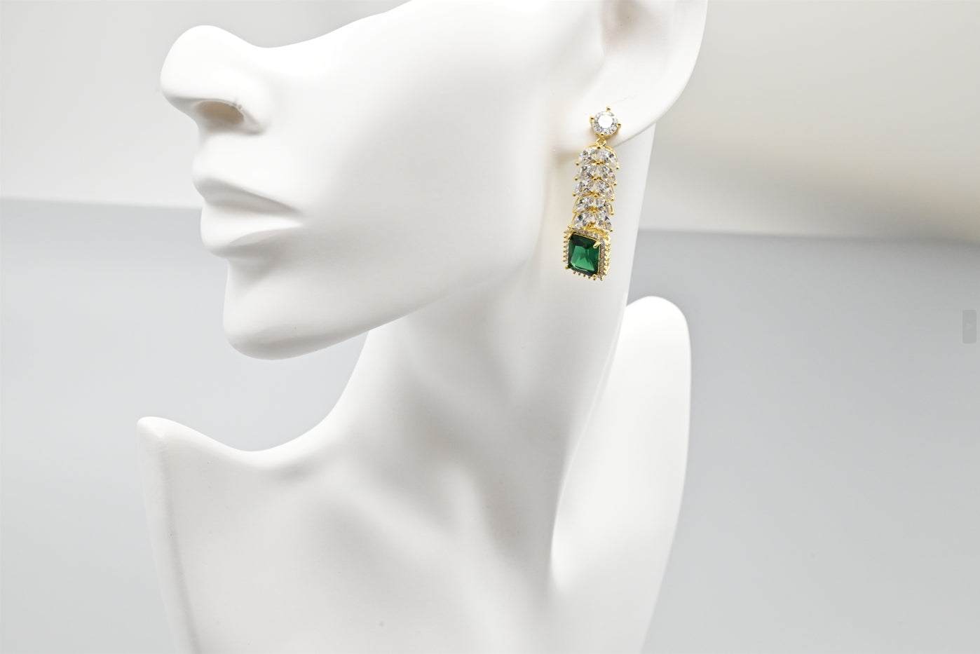 Emerald Majesty Cubic Zirconia Drop Earrings