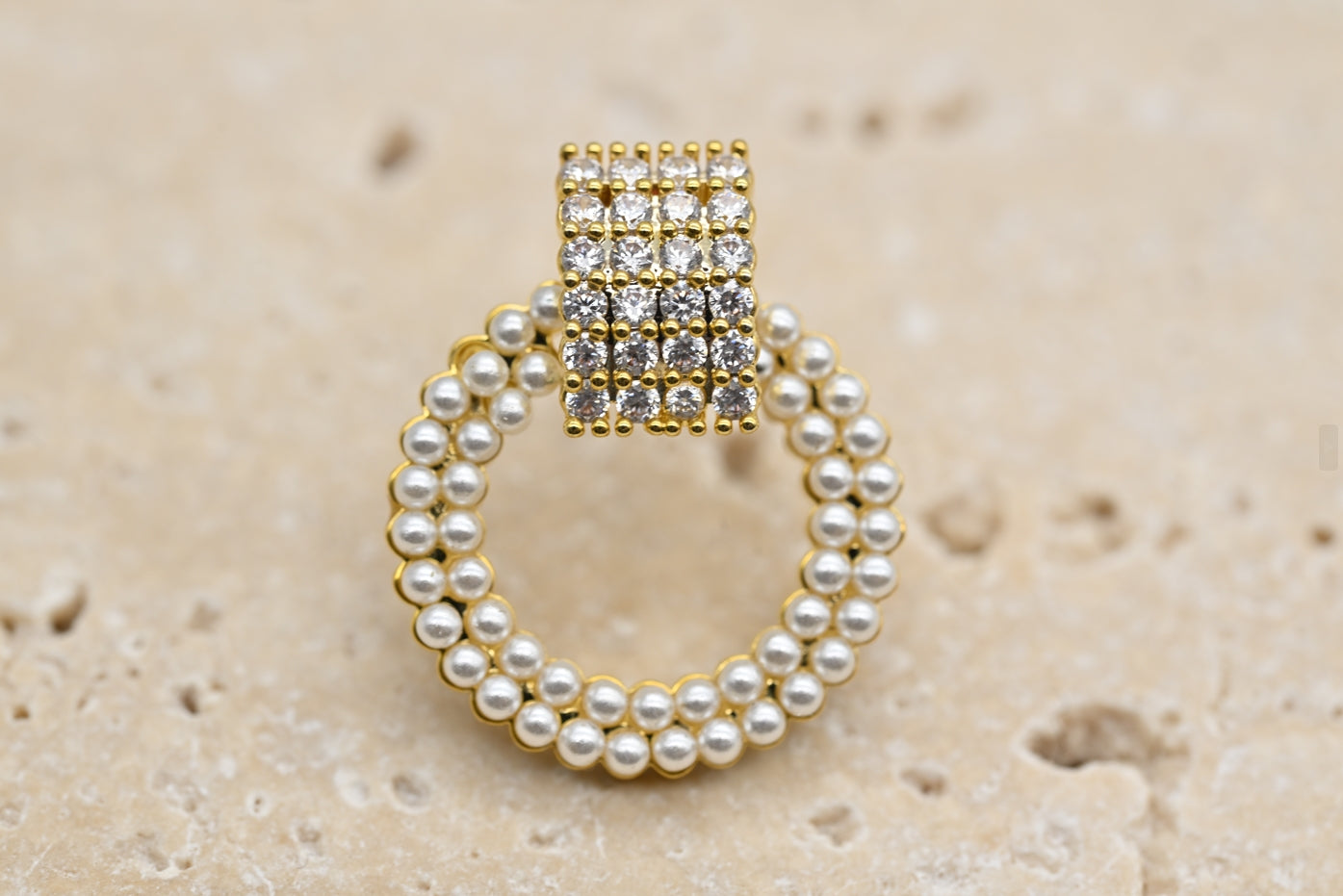 Pearl and Crystal Circle Drop Earrings