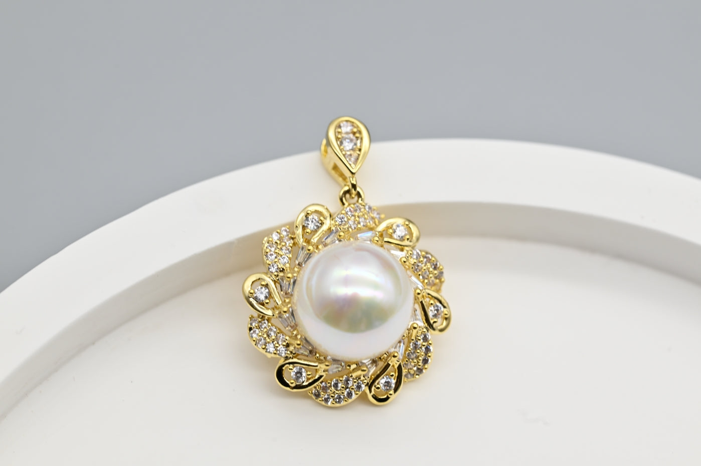 Elegant Gold-Plated Faux Pearl and Cubic Zirconia Drop Earrings