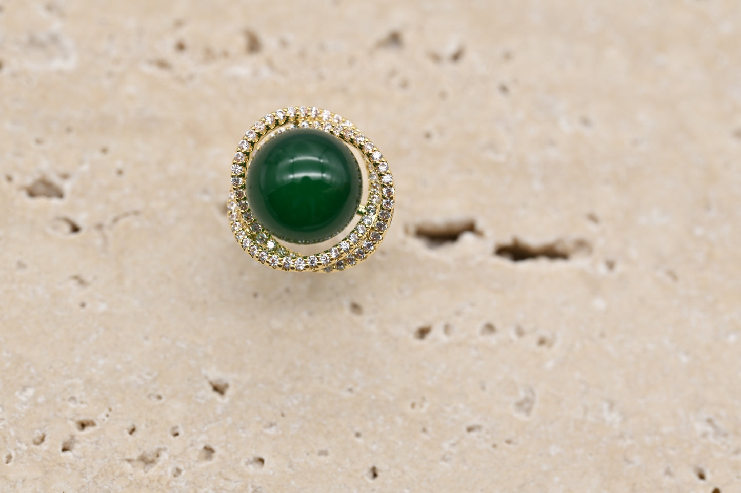 Green Gemstone and Crystal Halo Earrings