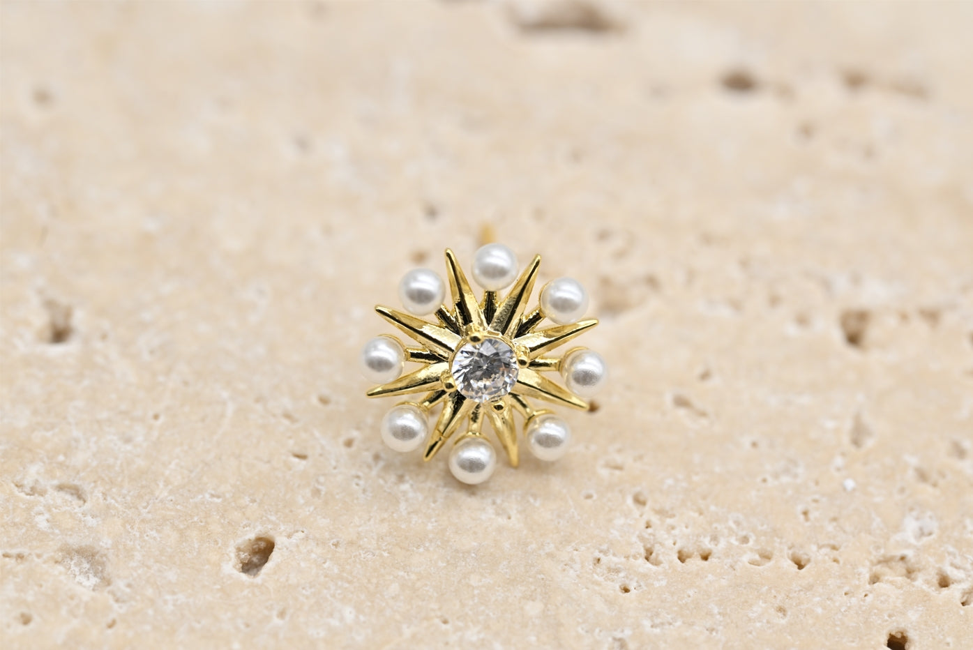 Radiant Gold-Plated Sunburst Stud Earrings