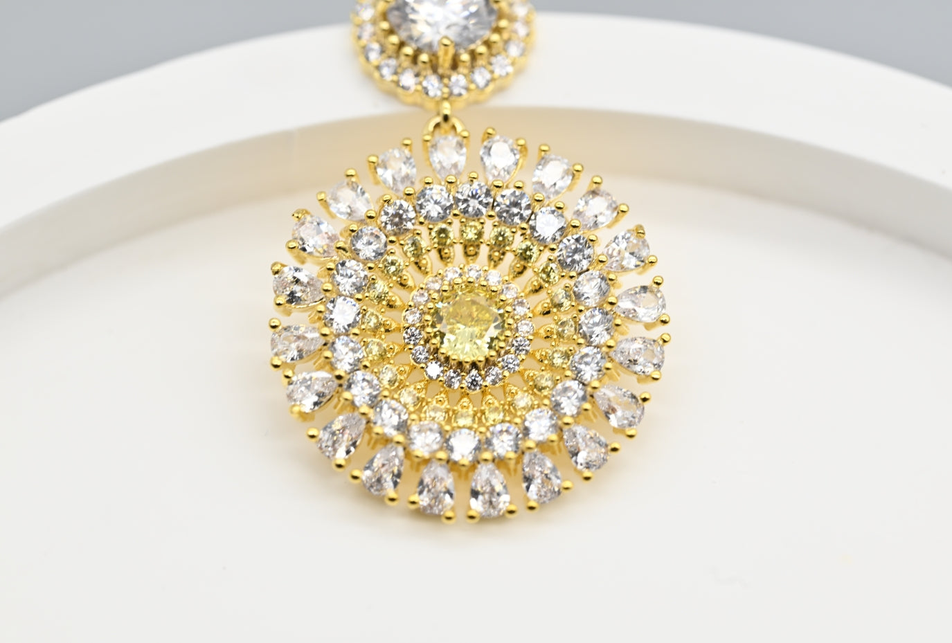 Radiant Gold-Tone Sunburst Earrings with Crystals