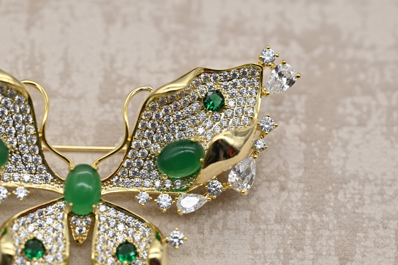 Majestic Emerald Butterfly Brooch