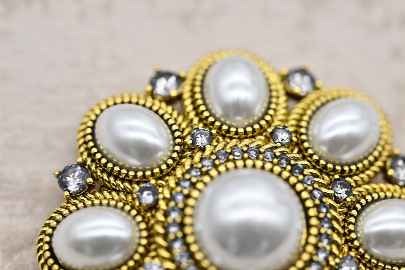 Vintage Pearl Medallion Brooch