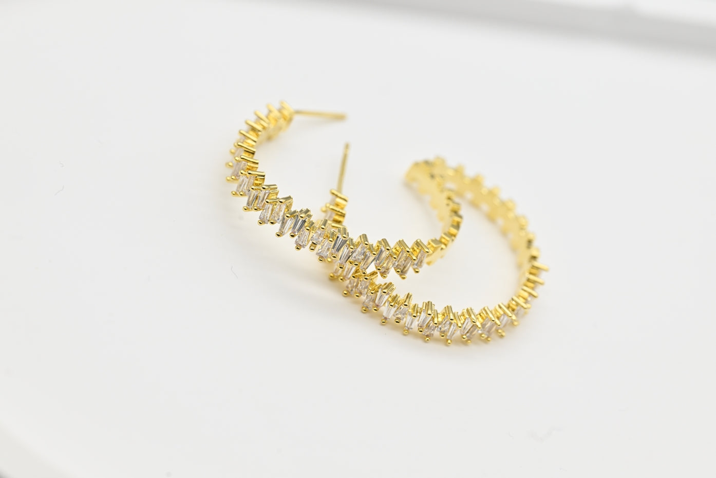Gold-Plated Zigzag Hoop Earrings