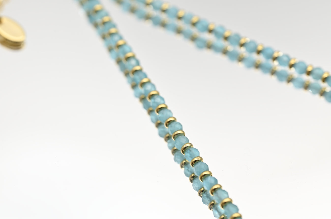 Turquoise Bead Necklace with Gold Accents
