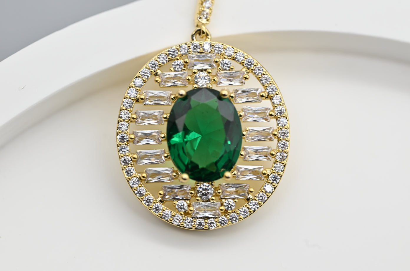 Elegant Green Crystal and Cubic Zirconia Drop Earrings