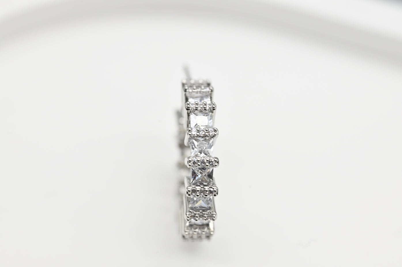 Silver Hoop Earrings with Sparkling Crystals