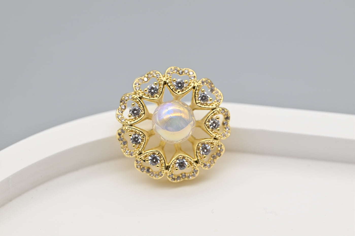 Charming Gold-Plated Faux Pearl and Cubic Zirconia Stud Earrings
