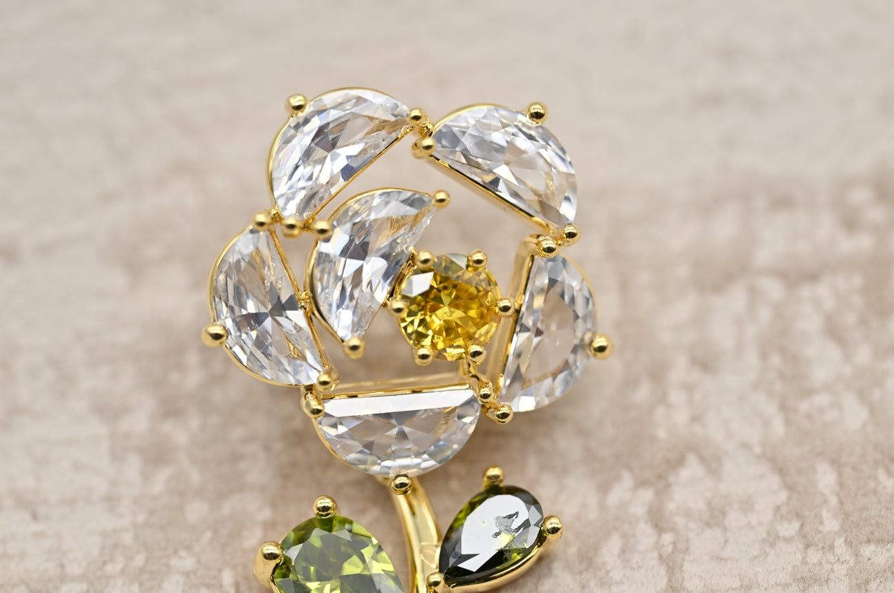 Crystal Petal Blossom Brooch