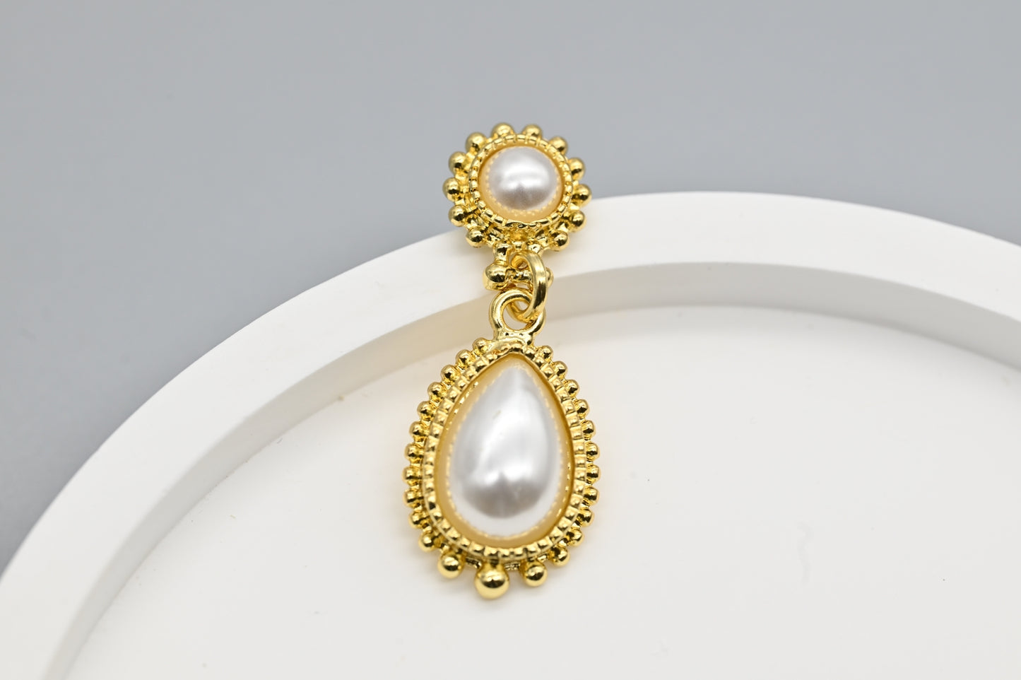 Gold and Pearl Teardrop Earrings