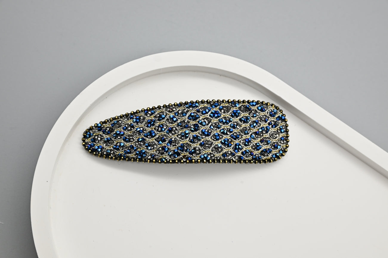 Blue and Silver Rhinestone Hair Clips