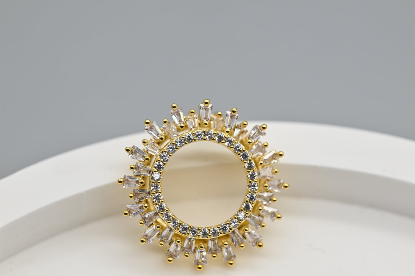 Stunning Gold-Plated Cubic Zirconia Sunburst Stud Earrings