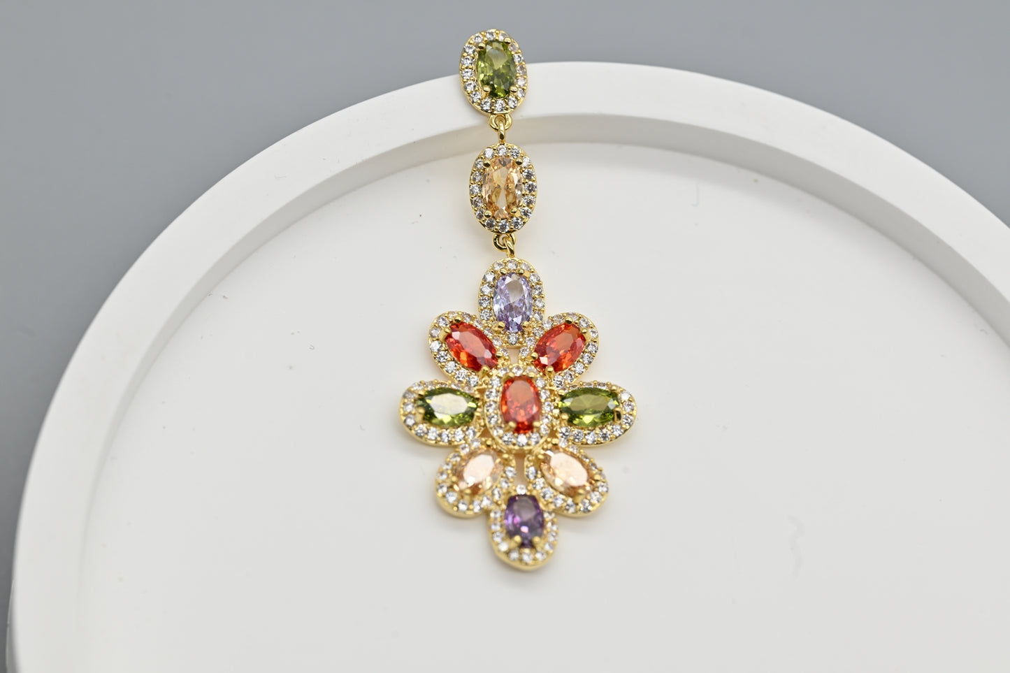 Colorful Gemstone Floral Earrings