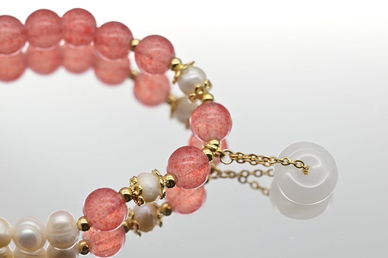 Pink Beaded Bracelet with Pearls
